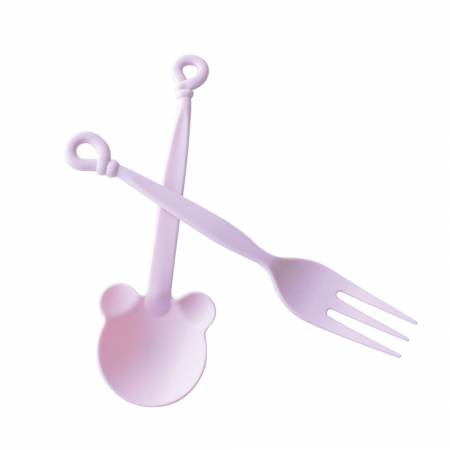 Set Alat Makan Rekaan Comel 14cm - Tair Chu sudu bear dan garpu twist.