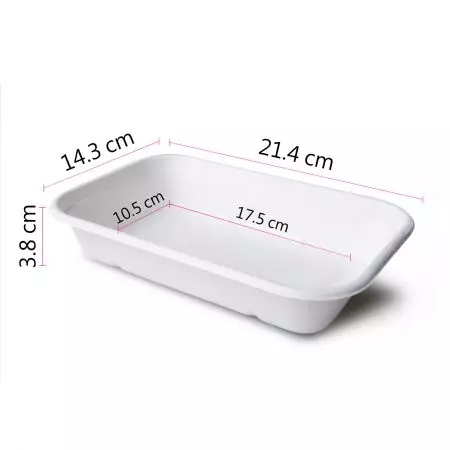 Partie inférieure de la boîte à lunch rectangulaire en bagasse de 750 ml