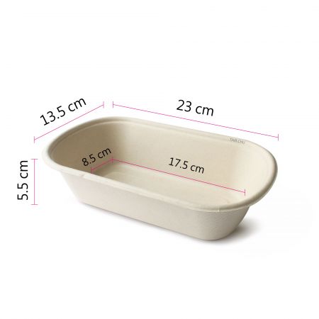 Contenitore per alimenti ovale da 800 ml in bagassa - fondo