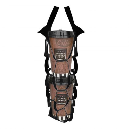 Sacchetto di rete per asporto nero - due tazze - sacchetto di rete per caffè nero per due tazze