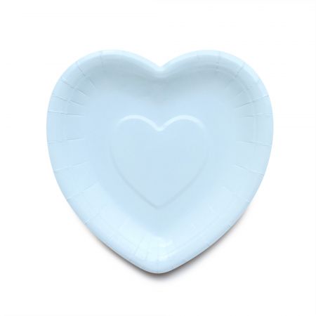 Prato de Bolo em Forma de Coração Azul Bebê - Prato de Bolo Estiloso Azul