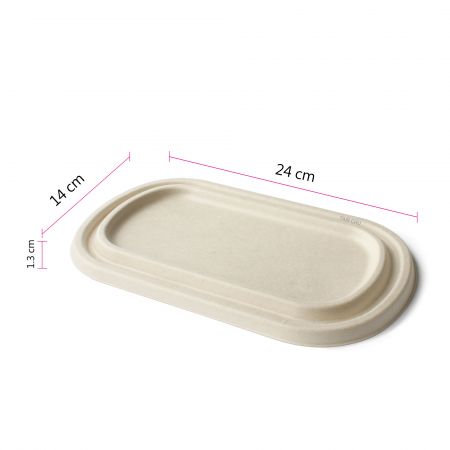 Contenitore per alimenti ovale da 800 ml in bagassa - coperchio