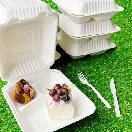 三分格植纖環保紙餐盒