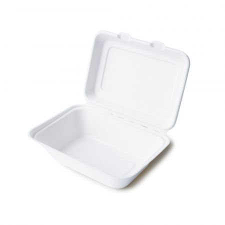 Clamshell Bagasse Compartments Food Container(600ml) - clamshell disposable biodegradable food container