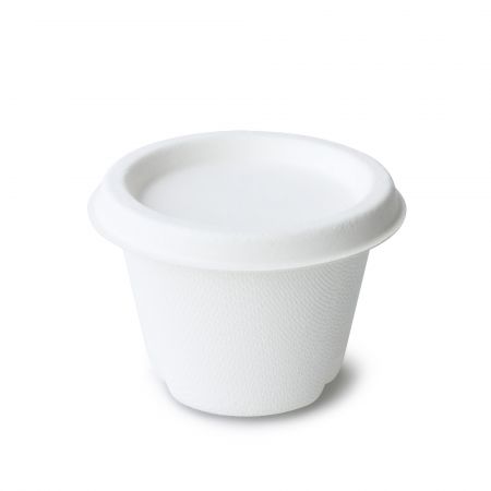 4oz 환경 친화적인 흰색 원형 소스 컵+뚜껑 120ml - 120ml 샐러드 소스 컵
