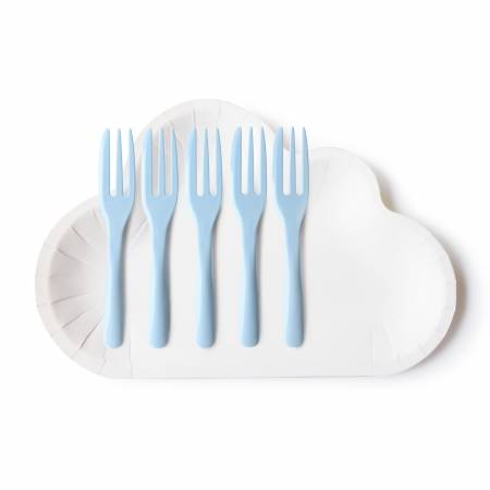 Cloud-Shaped Plate And French Fork - Lovely cloud plate and stylish cake fork