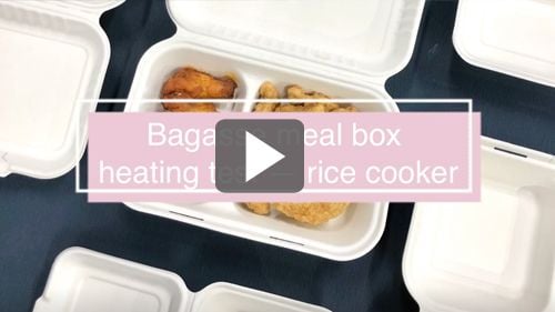 Teste de aquecimento da caixa de almoço de bagaço de cana-de-açúcar pelo fogão de arroz!