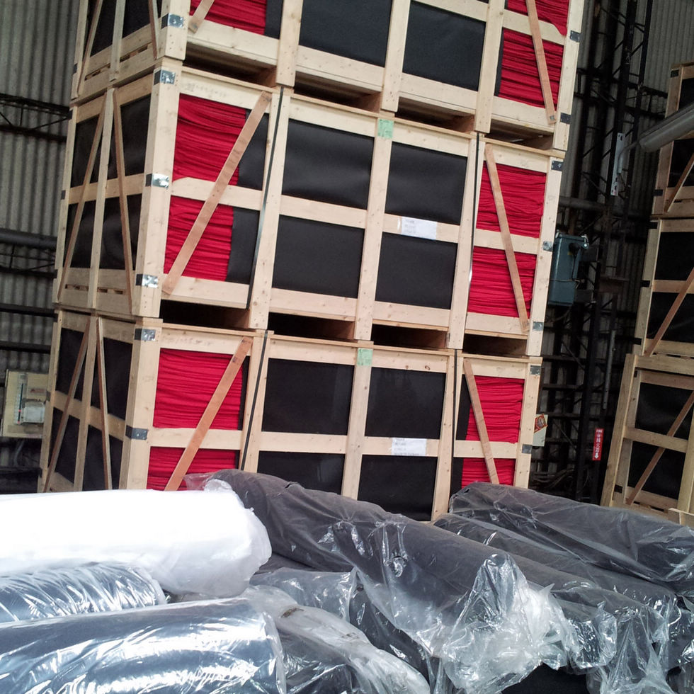 Neoprene sheets packed by crate.