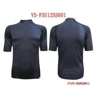 FIR-SKIN® Kurzarm-Kompressionsshirt in Schwarz, mit farb-infrarotem Stoff für verbesserte Durchblutung und Regeneration.