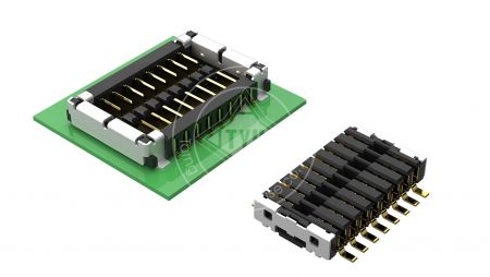 Laptop-Batterieanschluss Board-to-Board - Tragbarer Gerätebatteriepack-Anschluss. Board-to-Board- oder Board-to-FPC-Steckverbinder seitliche Ansicht.