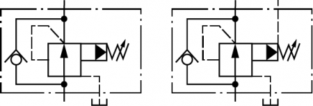 CML圧力低減＆チェックバルブRCG-03,06,10、モジュラーバルブ回路図
