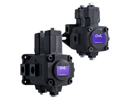 VCM-DF CML 雙聯低壓變量葉片泵 銘牌與外觀。