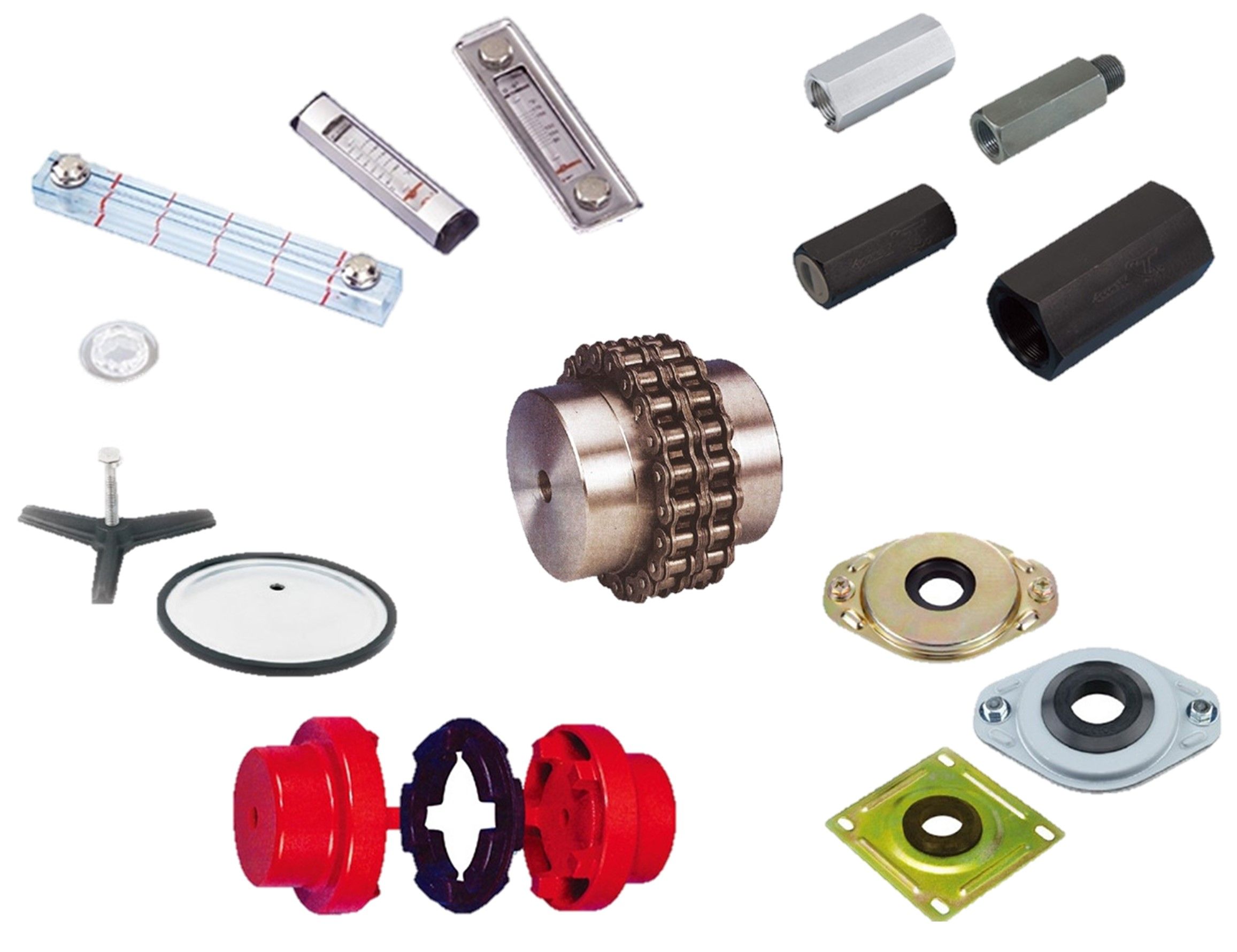 Nắp cuối bể, Nắp cuối bể cho bộ lọc hút, Mức chất lỏng, Nắp ống dẫn, Đệm bụi, Khớp nối linh hoạt, Khớp nối linh hoạt xích cuốn, Đồng hồ đo áp suất ống Bourdon chứa glycerin.