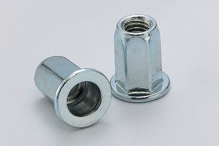 Big Flange Open End Full Hex Blind Rivet Nut - Big Flange Open End Full Hex Blind Rivet Nut is a fastener with internal threads, which features a larger diameter head and full hexagonal body with radius corner, providing exceptional spin-out resistance