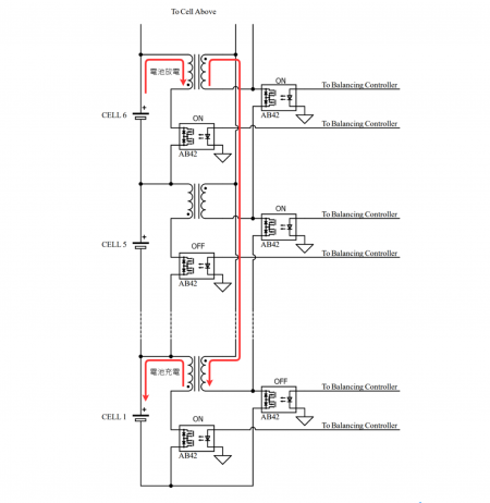 图.3拓緯高耐流光耦合继电器应用于BMS主动平衡电路
