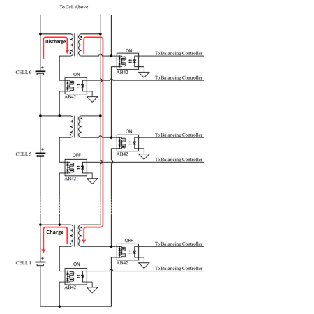 Circuito di bilanciamento attivo per BMS utilizzando relè Opto-MOSFET