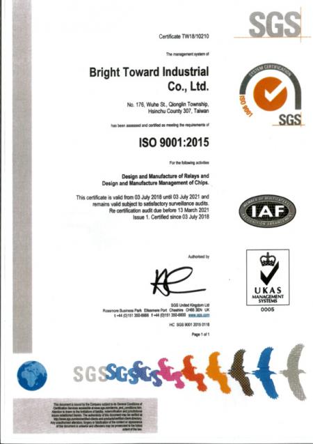 ISO9001 mengesahkan kedua-dua kilang pengeluaran TOWARD.