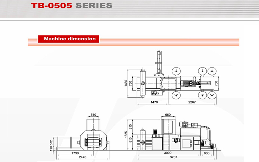 Wymiary maszyny Seria TB-0505