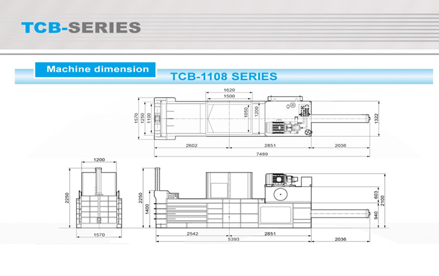 Wymiary maszyny Seria TCB