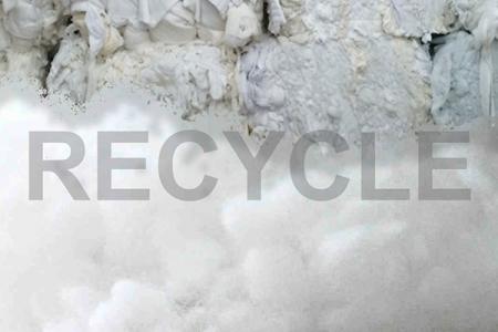 回收紡織品之廢料，將其重新織造所產生的環保織物。