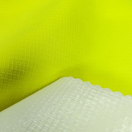 Polyester 4-way stretch ripstop fabric EN471 fluorescent yellow - Polyester 4-way stretch ripstop breathable and waterproof fabric EN471 fluorescent yellow