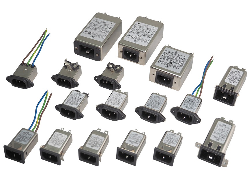 EMI filters with IEC C14 inlet and with noise suppression performance