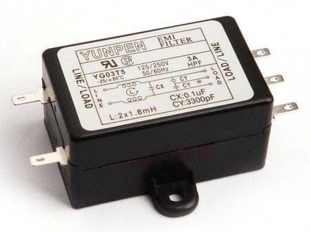 3mm terminal general purpose Plastic Case Single Phase Filters YG-T5 - 3mm terminal general purpose filter YG-T5 with plastic case