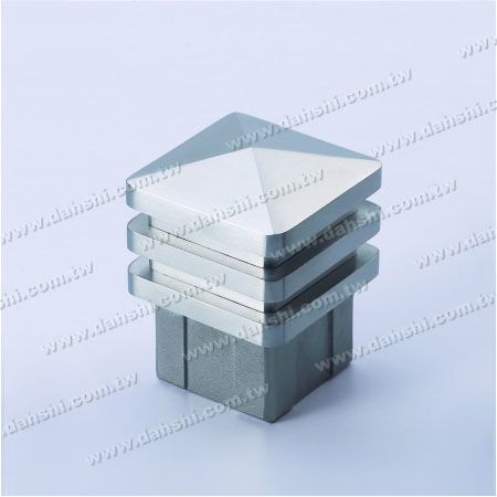 S.S. Square Tube Spire Top End Cap Wide Exit - 3 Layers - Stainless Steel  Square Tube Spire Top End Cap Wide Exit - 3 Layers, Made in Taiwan  Stainless Steel Handrail Fittings Manufacturer