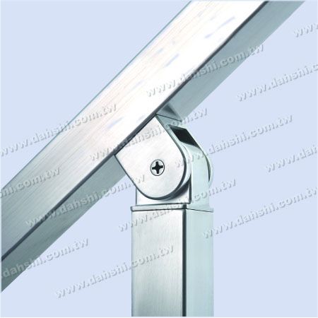 Konektor Tiang Tangan Stainless Steel Perpendicular Tabung Persegi Panjang - Sudut Dapat Diatur - Pasang Internal