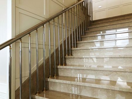 Titanium-coating with stainless steel adjustable support for handrail
