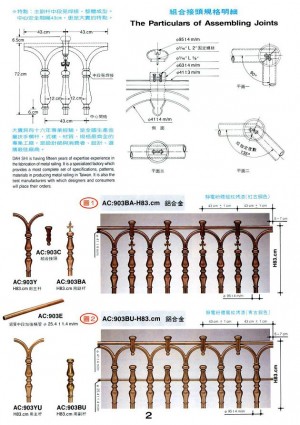Dah Shi aluminium alloy & pipe iron assembly type of European style veranda railing. - The particulars of assembling joints.