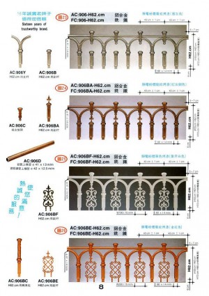 Dah Shi aluminium alloy & pipe iron assembly type of European style veranda railing.