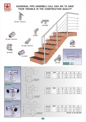 Dah Shi exquisite Stainless Steel Accessories of Handrails / Balustrades / Metal Building Materials. - Dah Shi varity handrial fittings help you solve the problems of stair corners and angles.