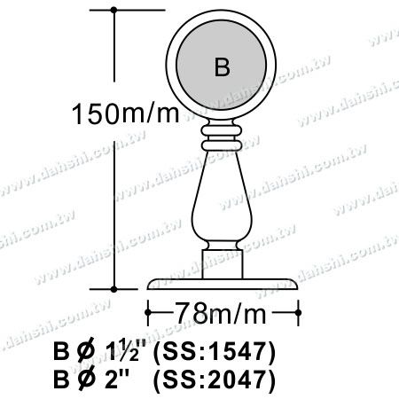 Abmessung: Schraube Sichtbare Halterung - Balkon- oder Innendekoration Balustrade Innere Zwei-Seiten-Halterung