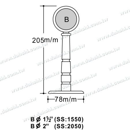 Abmessung: Schraube Sichtbare Halterung - Balkon- oder Innendekoration Balustrade Innere Zwei-Seiten-Halterung