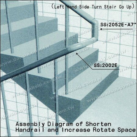 İllüstrasyon: Paslanmaz Çelik Yuvarlak Boru İç Merdiven Köşe Ekstra Uzunluk Bağlayıcı - Açı Özelleştirilebilir