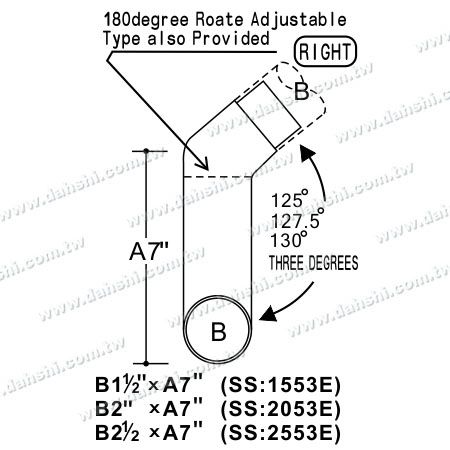 S.S. Round Tube Internal Stair Corner Extra Length Elbow - Dimension:Stainless Steel Round Tube Internal Stair Corner Extra Length Connector - Angle Can Be Customized S.S. Round Tube Internal Stair Corner Extra Length Elbow - Dimension:Stainless Steel Round Tube Internal Stair Corner Extra Length Connector - Angle Can Be Customized