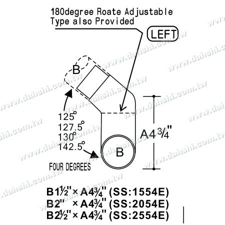S.S. Round Tube Internal Stair Corner Extra Length Elbow - Dimension:Stainless Steel Round Tube Internal Stair Corner Extra Length Connector - Angle Can Be Customized S.S. Round Tube Internal Stair Corner Extra Length Elbow - Dimension:Stainless Steel Round Tube Internal Stair Corner Extra Length Connector - Angle Can Be Customized