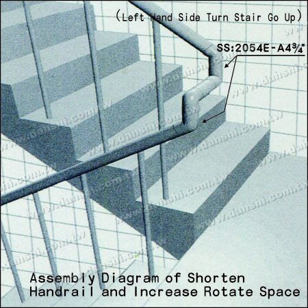 Illustration:Stainless Steel Round Tube Internal Stair Corner Extra Length Connector - Angle Can Be Customized