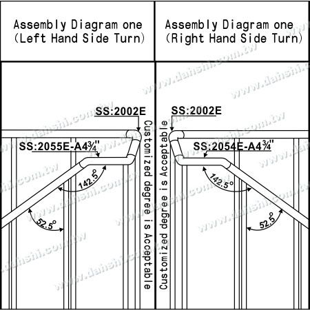 توضیحات: اتصال کننده گوشه پله داخلی لوله استیل ضد زنگ با طول اضافی - زاویه قابل سفارشی سازی است