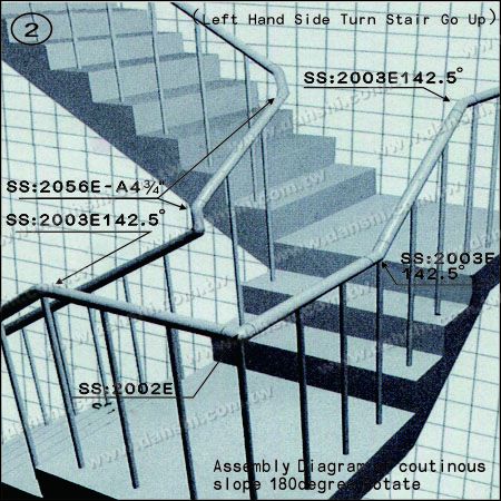 Illustration:Stainless Steel Round Tube Internal Stair Corner Extra Length Connector - Angle Can Be Customized