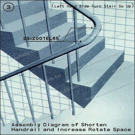 الرسم: كوع إضافي لأنبوب الفولاذ المقاوم للصدأ بزاوية 65 درجة داخلياً