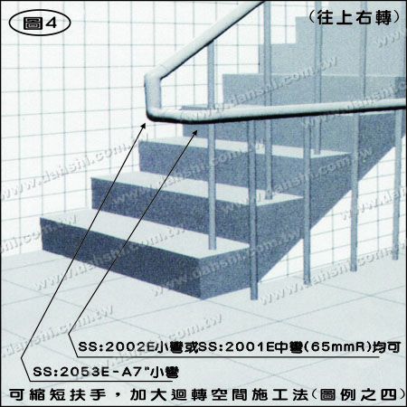 图示：不锈钢圆管套外楼梯转角用加长型接头- 可订做角度