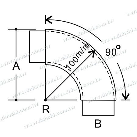 Edelstahl-Rundrohr interner 90°-Bogen - Abmessung: Edelstahl-Rundrohr Innen 90°-Bogen