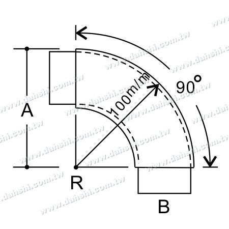 Codo interno de 90° de tubo redondo de acero inoxidable - Dimensión: Codo interno de tubo redondo de acero inoxidable a 90° Codo interno de 90° de tubo redondo de acero inoxidable - Dimensión: Codo interno de tubo redondo de acero inoxidable a 90°