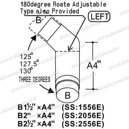 S.S. Round Tube Internal Stair Corner Extra Length Elbow - Dimension:Stainless Steel Round Tube Internal Stair Corner Extra Length Connector - Angle Can Be Customized S.S. Round Tube Internal Stair Corner Extra Length Elbow - Dimension:Stainless Steel Round Tube Internal Stair Corner Extra Length Connector - Angle Can Be Customized