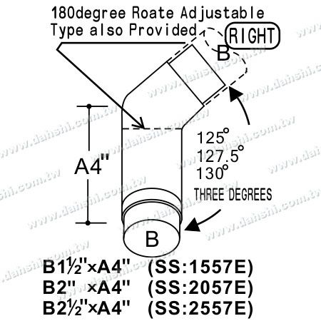 S.S. Round Tube Internal Stair Corner Extra Length Elbow - Dimension:Stainless Steel Round Tube Internal Stair Corner Extra Length Connector - Angle Can Be Customized S.S. Round Tube Internal Stair Corner Extra Length Elbow - Dimension:Stainless Steel Round Tube Internal Stair Corner Extra Length Connector - Angle Can Be Customized