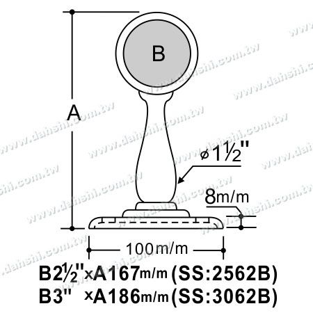 Abmessung: Schraubbefestigung - Große Größe Balkon- oder Innenraumdekoration Balustrade Interne Zwei-Seiten-Halterung