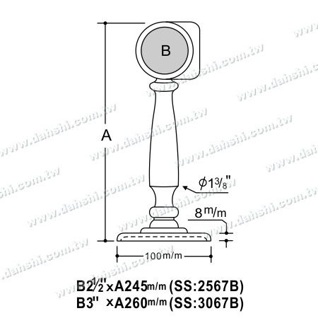 Maße: Schraubverbinder sichtbar - Großer Balkon- oder Innendekorations-Balustrade Inneneckverbinder