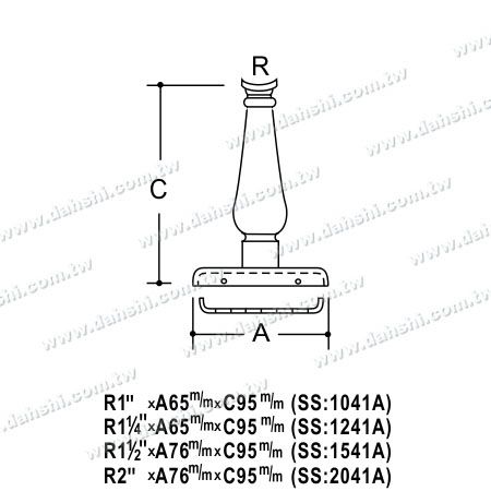 Maße: Schraubverbinder unsichtbar - Balkon- oder Innendekoration Balustrade Oberer Verbinder